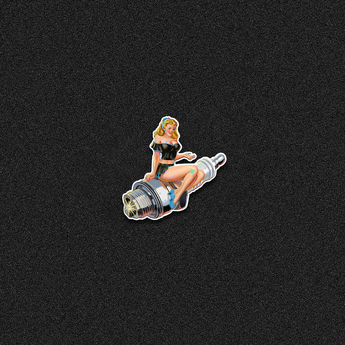 Girl On Spark Plug Die-Cut Sticker