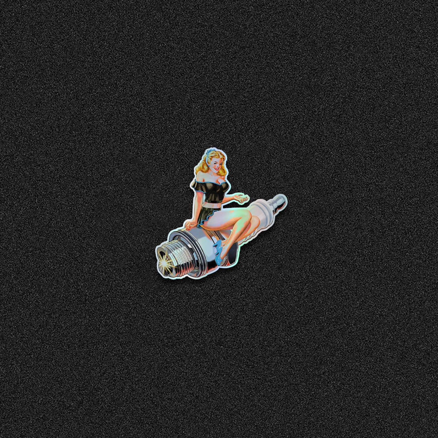 Girl On Spark Plug Die-Cut Sticker