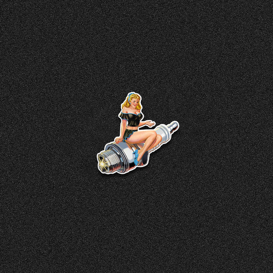 Girl On Spark Plug Die-Cut Sticker