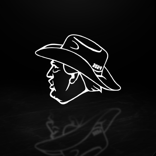 Trump With Cowboy Hat Vinyl Decal